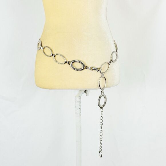 Womens Silver-Tone Oval Link Belt – Adjustable Chain Belt for Dresses & Jeans - Picture 2 of 16